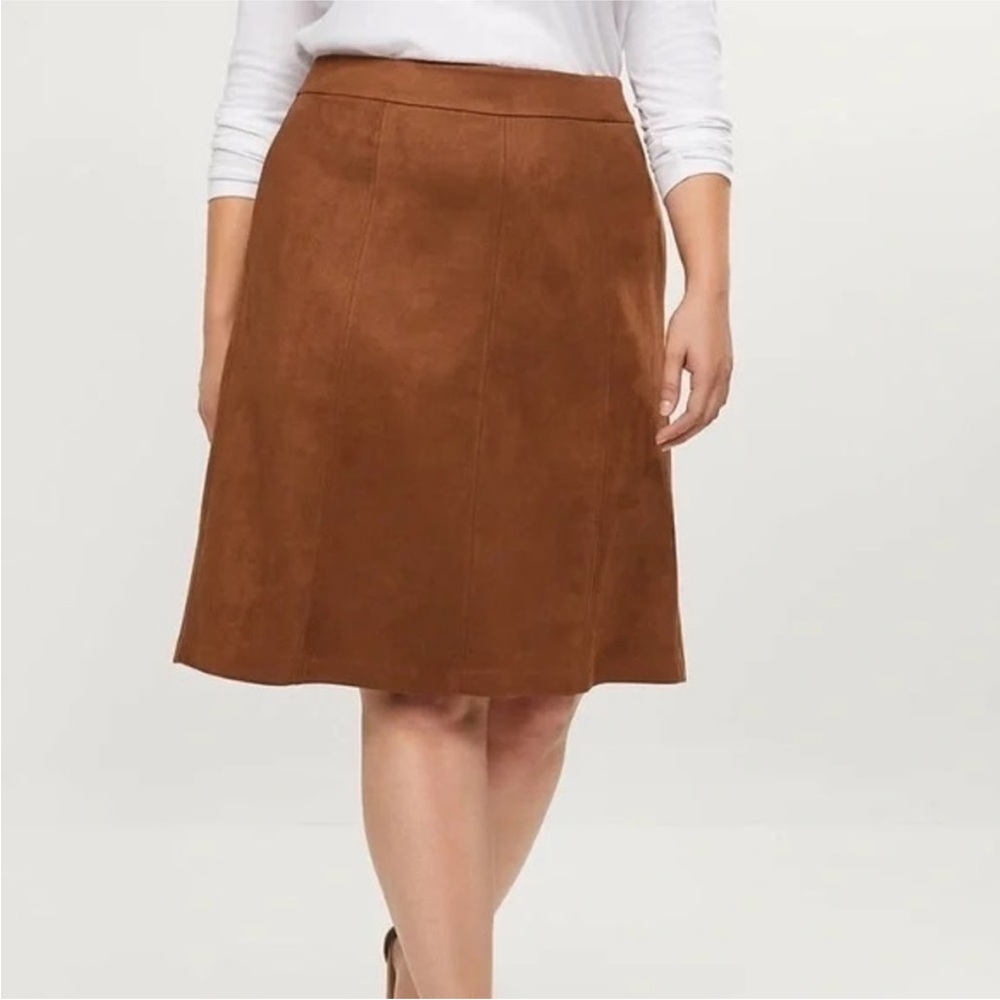 Lane Bryant Brown Faux Suede A-line Skirt Pockets Plus Size 22 NWT